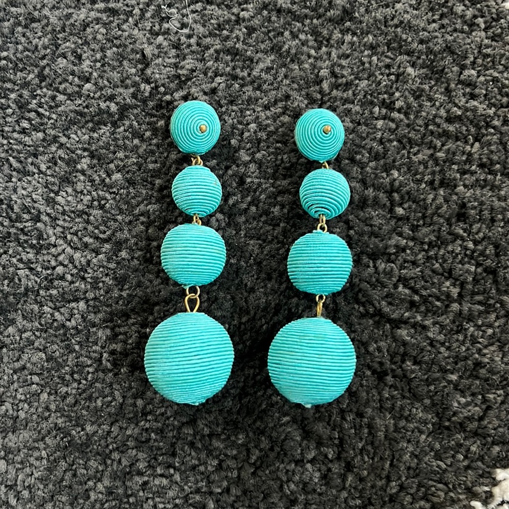 Blue Bubble Dangle Statement Earrings - image 1